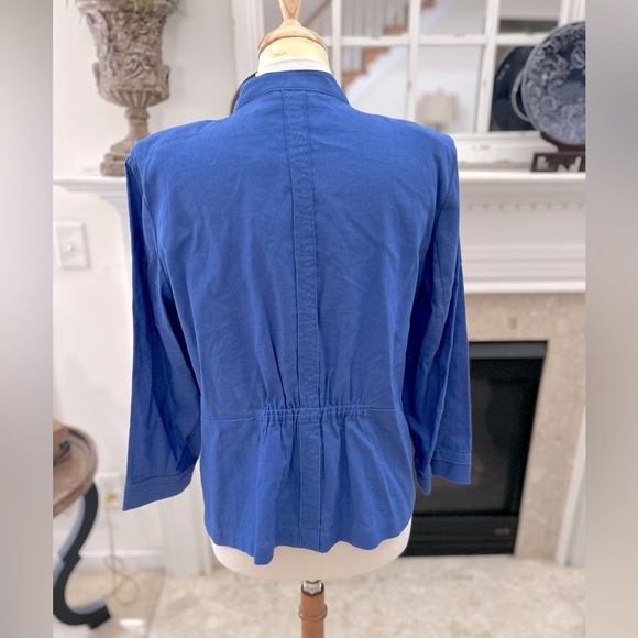 NWT Chicos Puckered Linen Blue Women's Jacket - Picture 6 of 8
